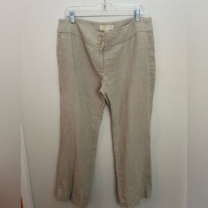 Michael Kors Linen Pants Size 14 Tan EUC